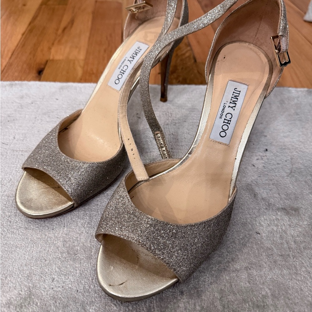 Jimmy Choo Sparkling Gold Heels